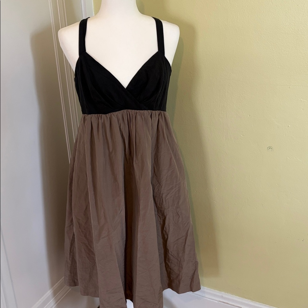 GAP Black and Brown Racer back Silk blend Midi Dress